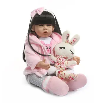 NPK sevimli kız reborn yürümeye başlayan bebek arkadaşı oyuncak, uzun saç elbise-up bebek, çocuklar için doğum günü hediyesi
