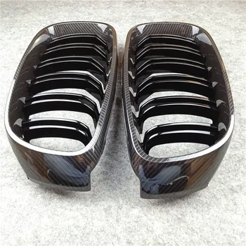 Oto Parçası ABS Karbon Bak Böbrek Mesh Grille İçin B-mw 3 Serisi GT F34 Çift Hat Parlak Siyah / M Renk Araba Ön Tampon Izgaraları