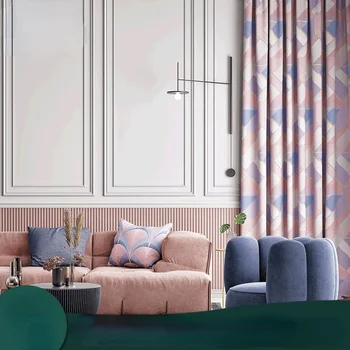 Perde oturma yemek odası yatak odası için Yarı gölgeleme jakarlı modern minimalist moda dikiş kişilik geometrik desen