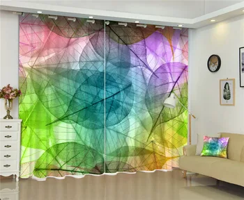 Perdeler Estetik yaprakları Lüks Karartma 3D Pencere Perdeleri Oturma Odası Yatak Odası Için Perdeler cortinas Rideaux Özelleştirilmiş boyutu