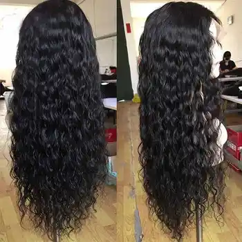 Perulu işlenmemiş insan saçı peruk Kadınlar ıçin 13 * 4 Su Dalga Şeffaf sırma ön peruk 180 % Yoğunluk Dantel peruk ıle Bebek Saç