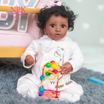 Premie Bebe Reborn bebek kız gerçekçi Afrika Amerikan bebek bebek alive 17 inç yumuşak silikon bebek çocuk hediye oyuncaklar