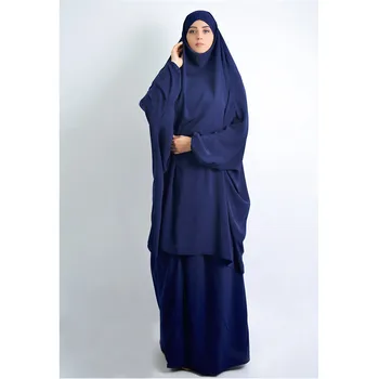 Ramazan 2 Parça Müslüman Namaz Konfeksiyon Setleri Kadın Başörtüsü Abaya Jilbab Maxi Elbise Khimar Burka İslam Giyim Tepegöz Arap Robe