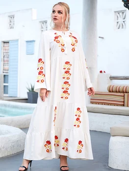 Ramazan Eid Mubarak Maxi Elbiseler Kadınlar İçin Beyaz Abaya Dubai Türkiye İslam Müslüman Moda uzun Elbise Kaftan Robe Longue Femme