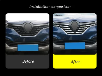 Renault için Kadjar 2016 2017 2018 2019 Ön örgü ızgara kapağı Trim Bonnet Garnitür Kalıplama Guard Koruyucu Araba Styling etiketler