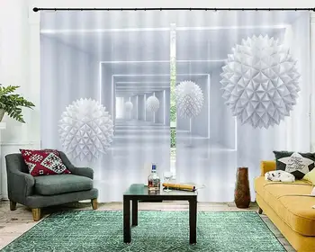 Rideaux dökün le salon moderne Üç Boyutlu uzay Topu çocuk perde yatak odası 3D perdeleri Ev Dekorasyon