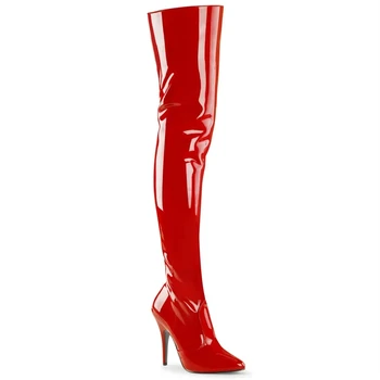 Rncksı Yeni Kış Diz Üzerinde Kadın Çizmeler Streç Kumaşlar Yüksek Topuk Zip Ayakkabı Sivri Burun Kadın Uzun Çizmeler Boyutu 35-45