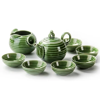 Seramik KungFu çay seti yeşil Çay Bardak demlik Gongdaobei Drinkware su ısıtıcısı Porselen Çay Kase çay Demlik Siyah Demlik Teaware