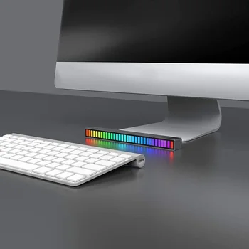 Ses Spektrum Gösterge Çubuğu Ses Ses Kontrolü RGB Araba RGB Renkli Dinamik Ritim Gri mikro USB Ses Aksesuarları 2021