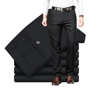 SHAN BAO Bahar Marka Yüksek Kalite Modal Lyocell Gömme Düz Streç Pantolon Iş Rahat erkek Moda Ofis