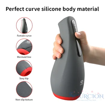 Sourcion silikon erkek Masturbator vibratör erkekler için silikon otomatik ısıtma Emme Oral SexToys Darbe Fincan yetişkin samimi oyuncaklar