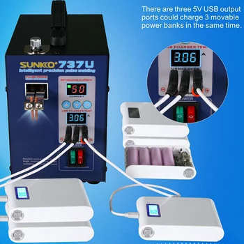 SUNKKO 737U Nokta kaynak Makinesi 2.8 kw Çift Darbe Pil Nokta Kaynakçı Lityum Test USB Şarj için 18650 Pil Paketi Kaynak
