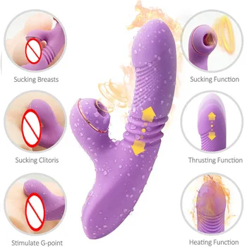 Teleskopik ısıtma klitoris enayi vibratör kadın G noktası yapay penis itme vibratör klitoris stimülatörü meme masaj kadın yetişkin oyuncak