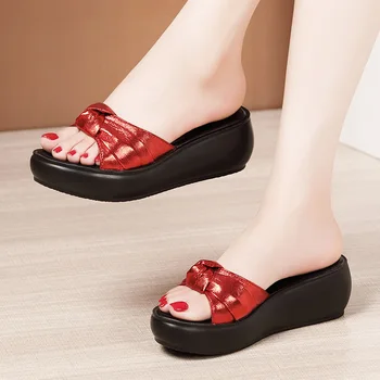 TIMETANGTraınıng ayakkabı kadın takozlar topuklu sandalet kadın yaz ayakkabı 2020 yeni orta platformu topuk Slingback kırmızı sandal
