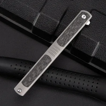 Titanyum Karbon Fiber Bıçak sapı S90V Maket bıçağı Taktik Katlanır Bıçak Açık Kamp Survival EDC Cep Klip Bıçak