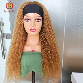 Tutkalsız Kafa Bandı Peruk Kıvırcık insan saçı peruk 30 İnç Bal Sarışın Brezilyalı Perruque Bandeau Femme 180 % Yoğunluk Applegirl Remy