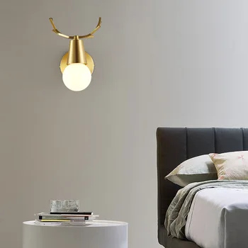 Tüm-bakır duvar lambası tasarımcı yaratıcı oturma odası duvar lambası yeni çin tarzı post-modern ışık lüks iskandinav basit yatak odası