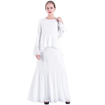Türk elbiseler beyaz şifon abaya fas kaftan musulman de modu abayas kadınlar için arapça robe kabyle Siyah abayas fas