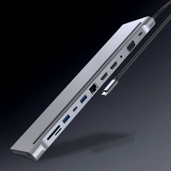USB Hub için OnePlus 7 / OnePlus 7 Pro USB 3.1 için Çift HDMI uyumlu 4 K Splitter ile 3.5 mm Jack 12 Limanlar Tipi-C HUB