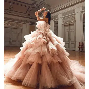 Uzun Tül Gelinlik Modelleri 2021 Katmanlı Prenses Balo Düğün Abiye Kat Uzunluk Örgün Törenlerinde Parti Elbise EV77