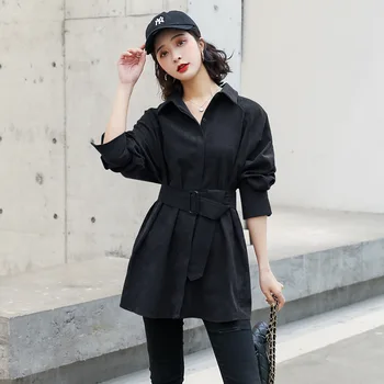 Vintage kadın Bluz 2021 İlkbahar Sonbahar Gömlek Yeni Kore tarzı Moda Bel Yaka 132c Tops Oldu