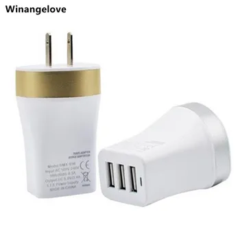 Winangelove 50 adet/grup AB İNGILTERE ABD Plug 5 V 4.1 A Üç 3 usb portu AC USB Şarj Seyahat Duvar Güç Adaptörü iPhone Samsung için