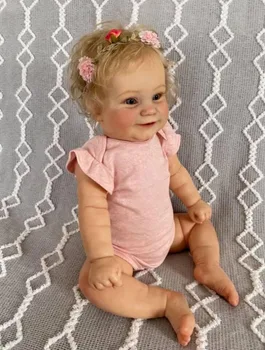 Yeni 60 CM/50 CM Reborn Yürümeye Başlayan Popüler Maddie Sevimli Kız Bebek Köklü Sarı saç Yumuşak Pamuk Vücut Yüksek Kaliteli El Yapımı Bebek