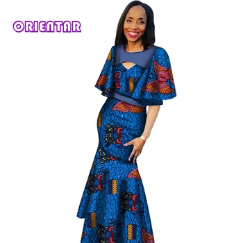 Yeni Afrika Elbiseler Kadınlar için Bazin Riche Bodycon Robe Africaine Akşam Ankara Mermaid Elbise Kadın Afrika Giysi WY6820