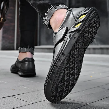 Yeni Büyük Boy erkek ayakkabıları Bölünmüş Deri Erkek rahat ayakkabılar Moda Yüksek Kaliteli Sürüş Moccasins Loafer'lar üzerinde Kayma Erkekler Düz Sneakers