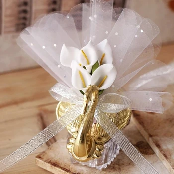 Yeni Düğün Favor Kutuları Akrilik Kuğu Güzel Zambak Çiçeği düğün hediyesi Şeker Iyilik Yenilik Bebek Duş Şeker Kutuları