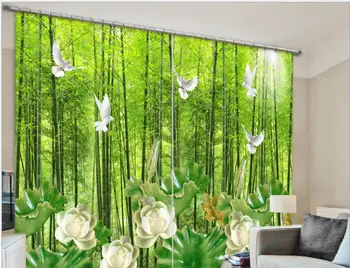 Yeni Modern pencere karartma perdesi yeşil ağaç 3D Perdeleri Yatak odası Oturma odası Otel Perdeler Cortinas De Sala