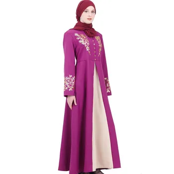 Yeni Müslüman Kadın Elbise Rahat Moda Uzun Kollu Düz Renk Baskı Kazak Gevşek Orta Doğu A-line uzun elbise Bahar Güz