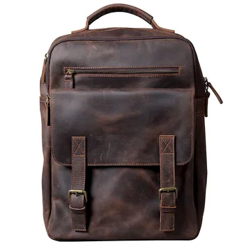 Yeni Retro Çılgın At Deri Erkek Sırt Çantası omuzdan askili çanta laptop çantası Erkek Schoolbag Seyahat Sırt Çantaları Ilk Katman Inek Derisi Çanta