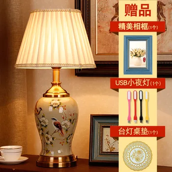 Yeni Çin Klasik Çiçek ve Kuş Seramik Masa yatak odası için lamba Oturma Odası Yatak Odası Başucu Lambası Çalışma Modern Gece lambası