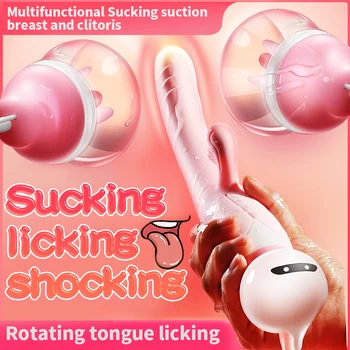 Yeni çok fonksiyonlu Pussy Yapay Penis Vibratörler kadınlar için Meme Enayi Yalama Klitoris Stimülasyon Mastürbasyon Yetişkin Seks Oyuncakları