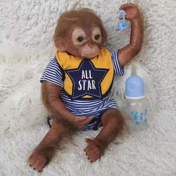 Yeniden doğuş Bebek Amazon Simülasyon Maymun Vinil Bebek Oyuncak Kauçuk Malzeme Rahat Ve Yumuşak Kukla Bebek