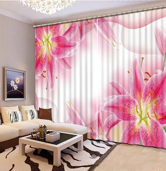 Yüksek Kalite Özelleştirmek boyutu Modern pembe çiçek özel perde moda dekor ev dekorasyon yatak odası oturma odası için perde