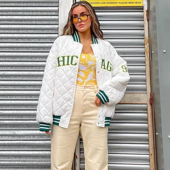 Zım 2021 Uzun Kollu Düğme Baggy Beyzbol Üniforma Sonbahar Kış Kadın Moda Streetwear Rahat Kıyafetler Y2K Streetwear