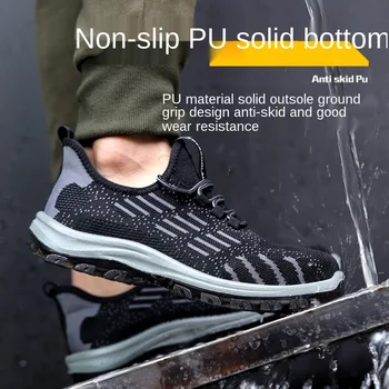 Çelik Burunlu güvenlik ayakkabıları Erkek Hafif Nefes Delinme Geçirmez ışık Sneaker kaymaz Endüstriyel ve Inşaat iş ayakkabısı