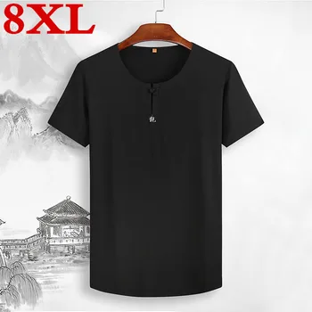 Çin tarzı artı boyutu yeni 8XL 7XL Giyim O Boyun Kısa kollu erkek gömleği Erkek Moda T Shirt Rahat erkek tişört tops