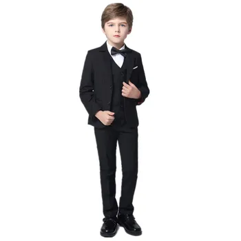 Çocuk Boys Suits 3-PCS Set Siyah Blazers Örgün düğün Smokin Genç Parti Giysileri Moda Çiçek Boy Blazer Suit Boy İçin