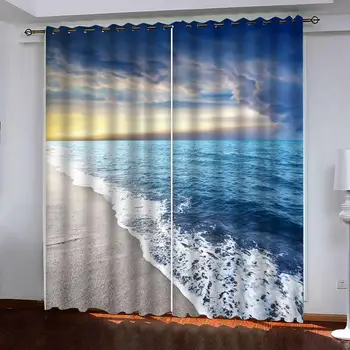 Özel 3D perde Güzel manzara deniz Oturma Odası Yatak Odası Dekoratif mutfak Perdeleri Perdeler için