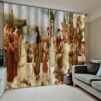 Özel 3d perde kumaşı Avrupa Perdeleri Fotoğraf Boyalı melek 3D Perde Oturma odası Yatak Odası İçin