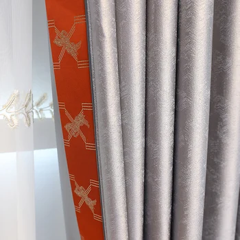 Özel perde modern Sadelik gri turuncu Ekleme klasik Jakarlı gölgeleme pencere yatak odası karartma perdesi tül ıplik M996