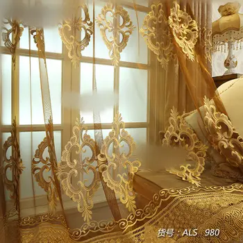 Özel perdeler Yüksek dereceli Avrupa salon altın pamuk ışlemeli yatak odası karartma perdesi tül örtü M699