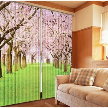 Özelleştirilmiş güzel manzaralı Lüks 3D pencere karartma perdesi Perdeler Oturma odası Yatak odası Otel duvar halısı Cortinas